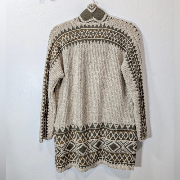 Lucky Brand Women's Green Cream Patterned Cardigan Sweater  XS/S Cotton Blend - Picture 13 of 13